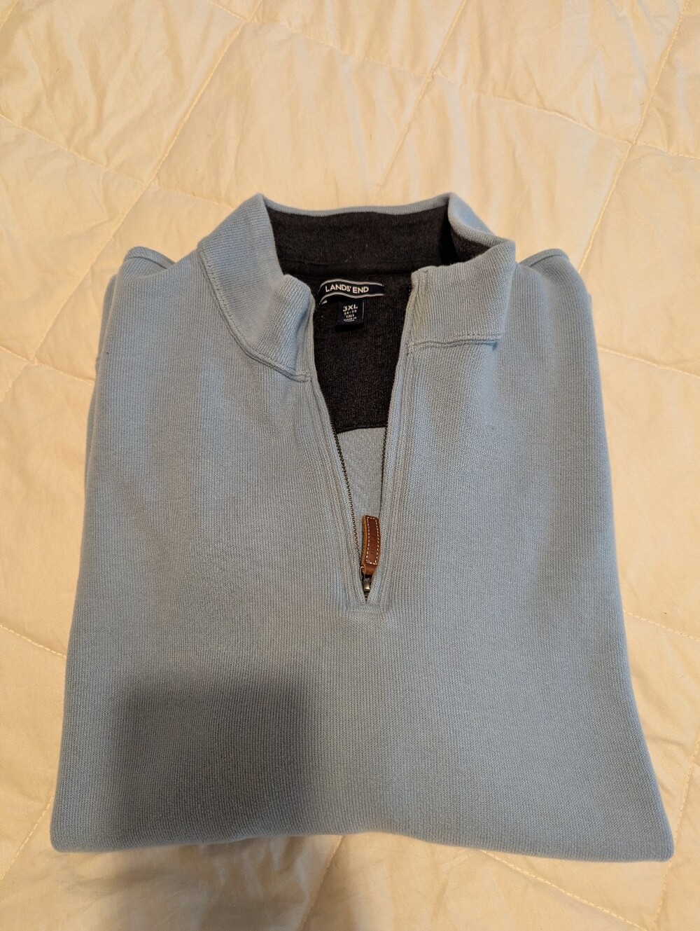 Lands end quarter zip sweater 3X tall cotton blue